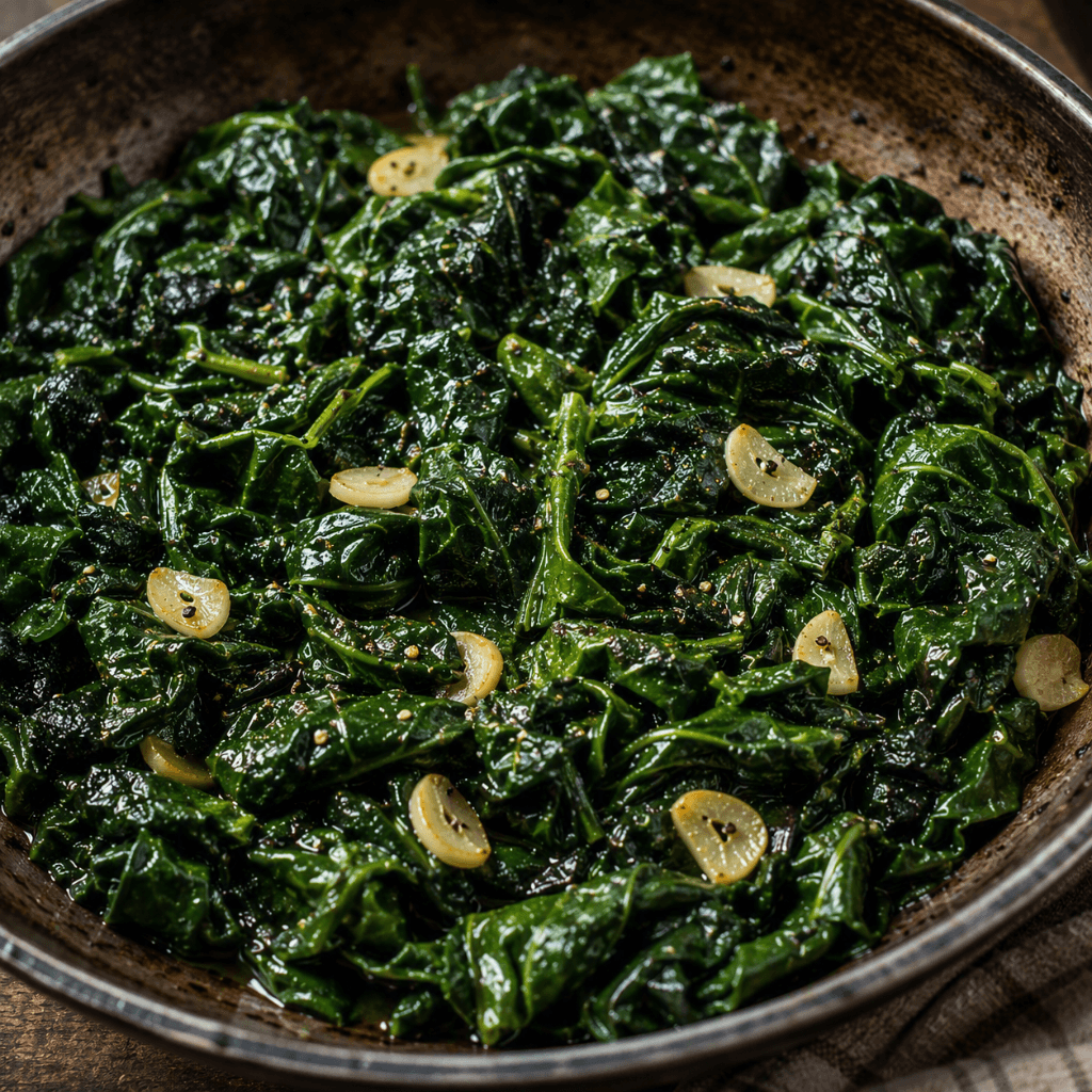 Image of Wilted spinach & chard with garlic