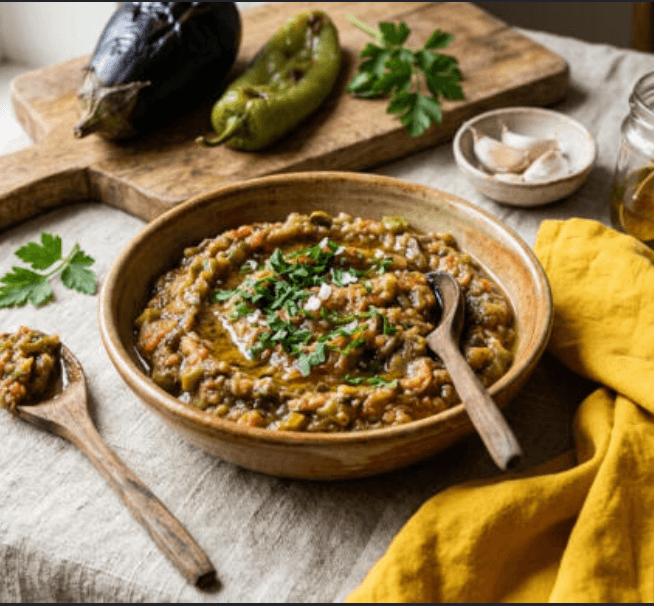 Image of Roasted Aubergine, Tomato and Pepper Dip