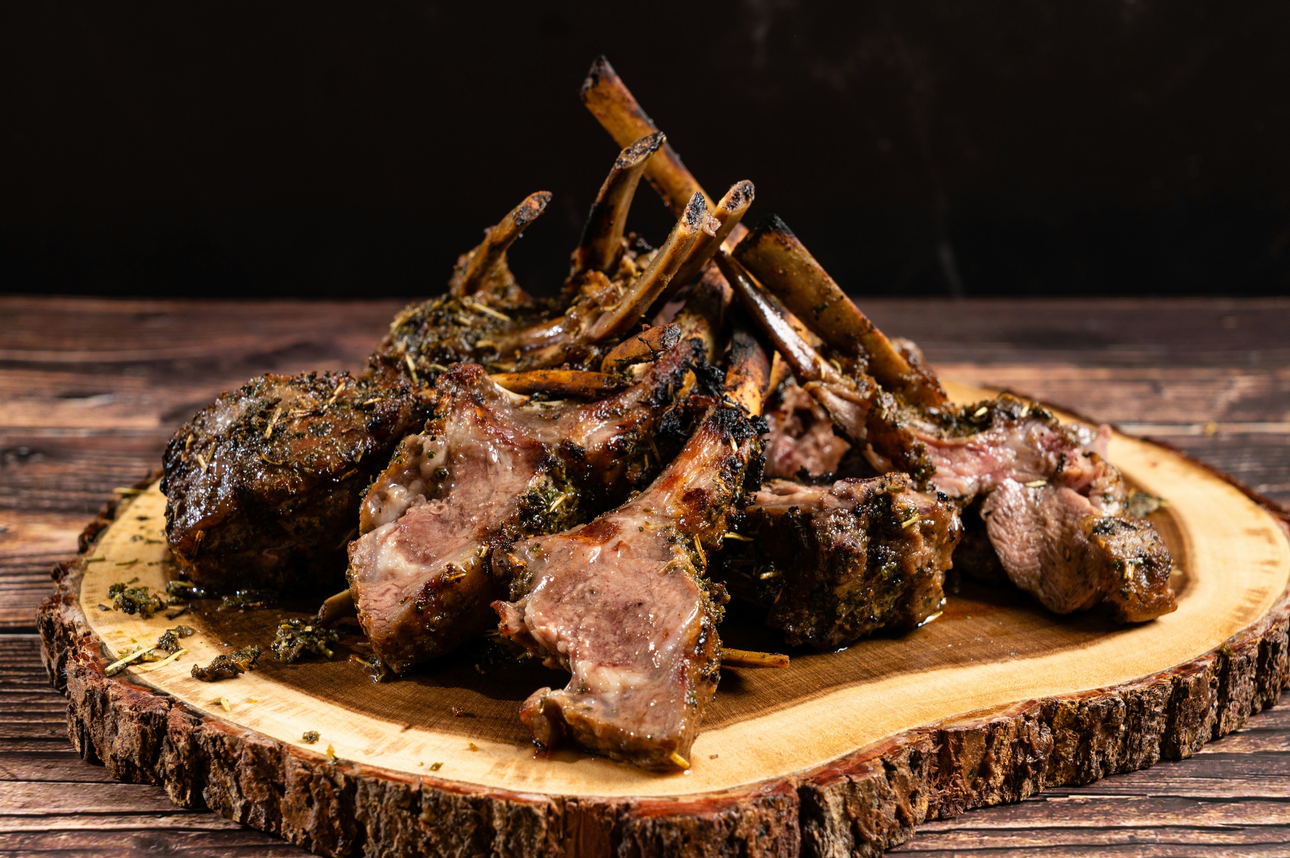 Image of Charred lamb chops with blackberry, rosemary & burnt honey