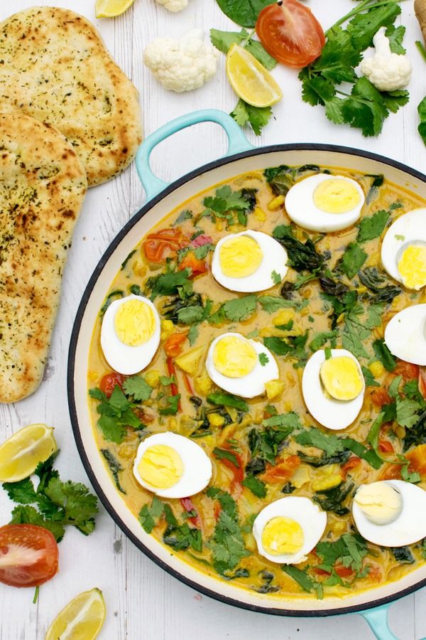 Image of Cauliflower and Spinach Egg curry