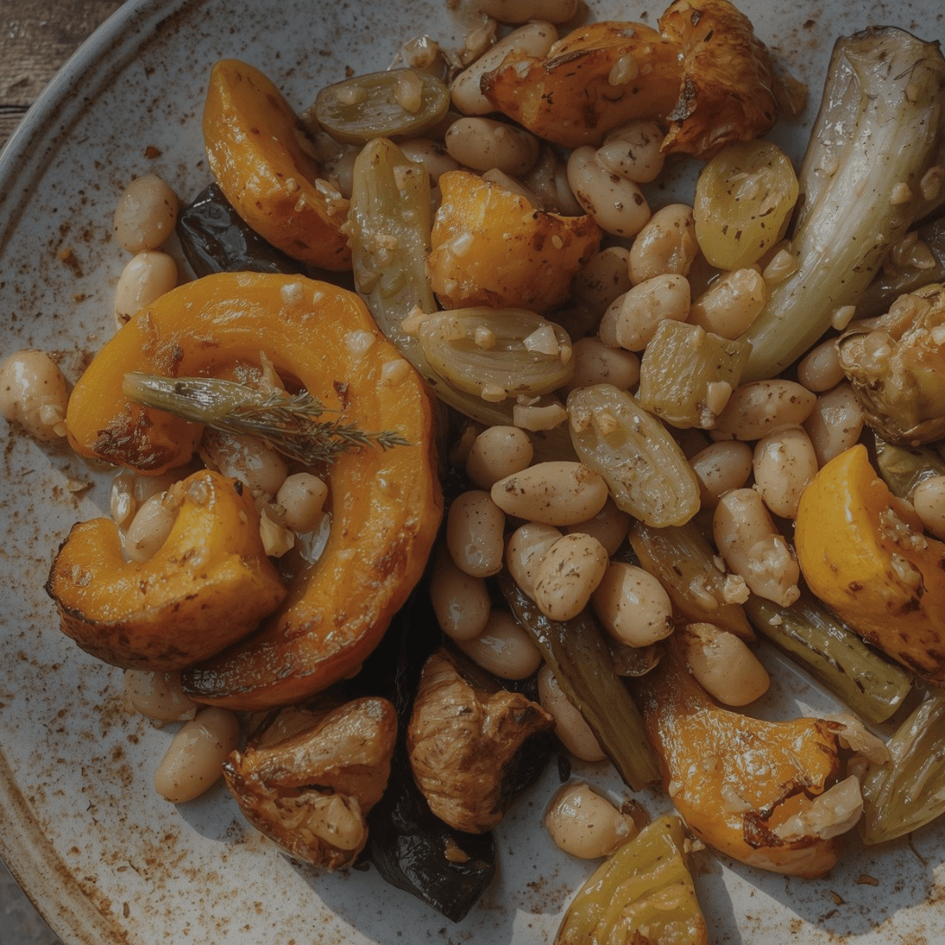 Image of Roasted Squash, Leek, & Herby Butter Beans