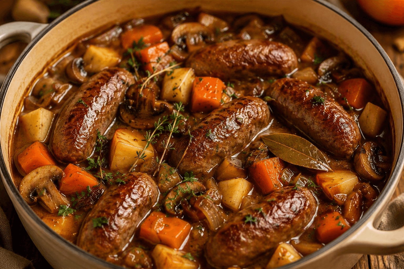 Image of Autumn Venison sausage casserole