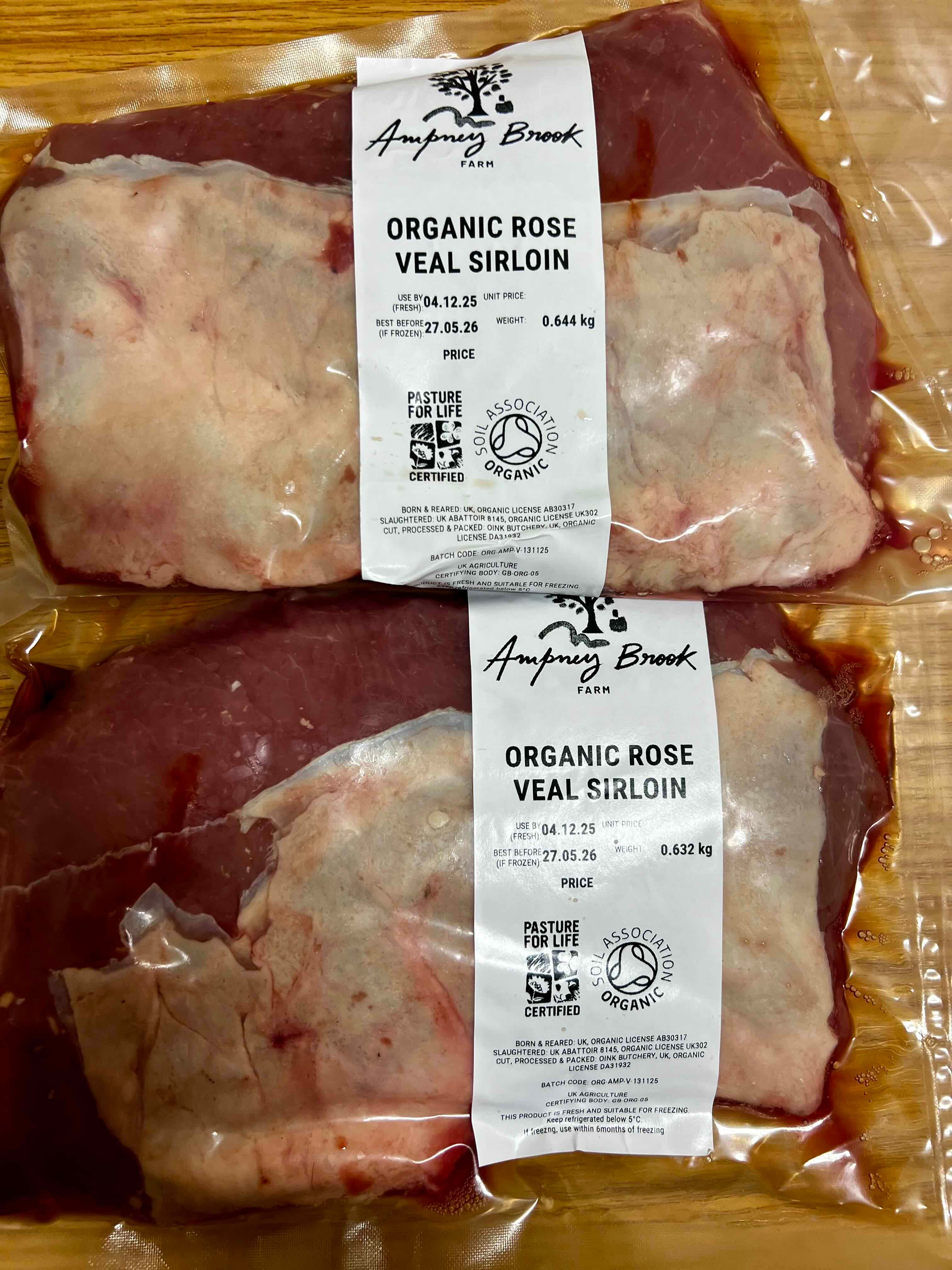 Organic Whole Rose Veal Sirloin